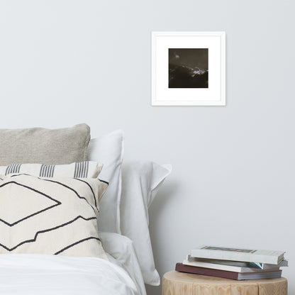 Light Rays through Clouds (B&W) - Framed Matte Paper Poster, White, Front View