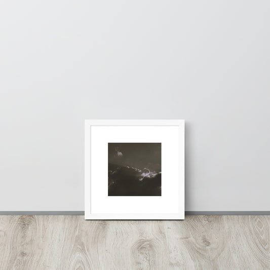 Light Rays through Clouds (B&W) - Framed Matte Paper Poster, White, Front View
