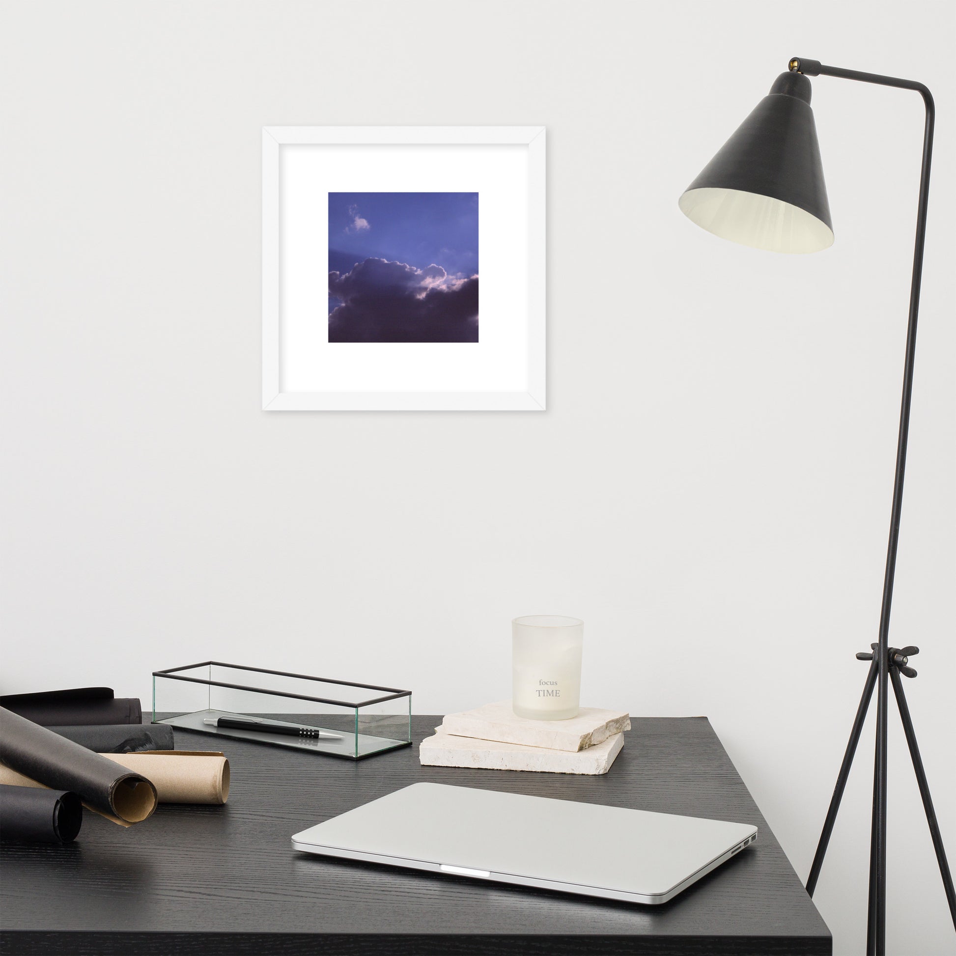 Clouds, Light, Sky - Framed Matte Paper Poster, White, Front View