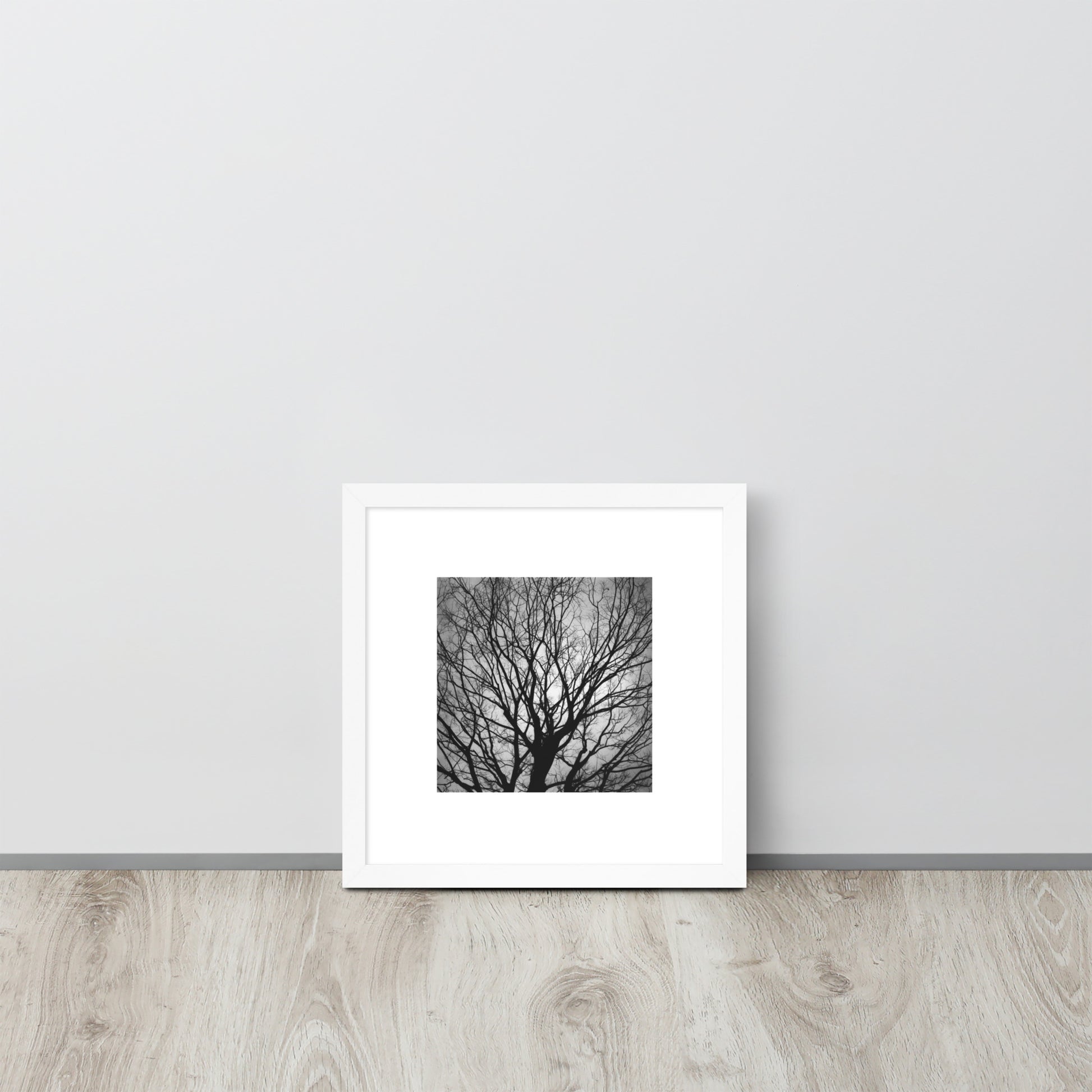 Tree B and W Framed Matte Paper Poster White