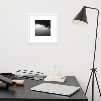 Ripples in Puddle B and W Framed Matte Paper Poster White