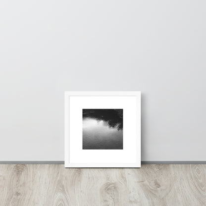 Ripples in Puddle B and W Framed Matte Paper Poster White