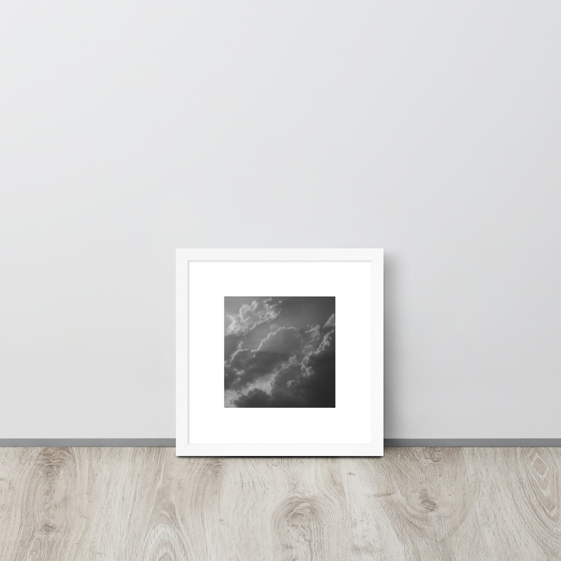 Light Rays through Clouds (B&W) - Framed Matte Paper Poster White