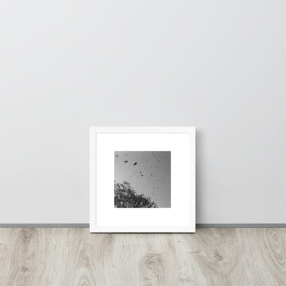 Leaves Dancing in Wind (B&W) - Framed Matte Paper Poster White
