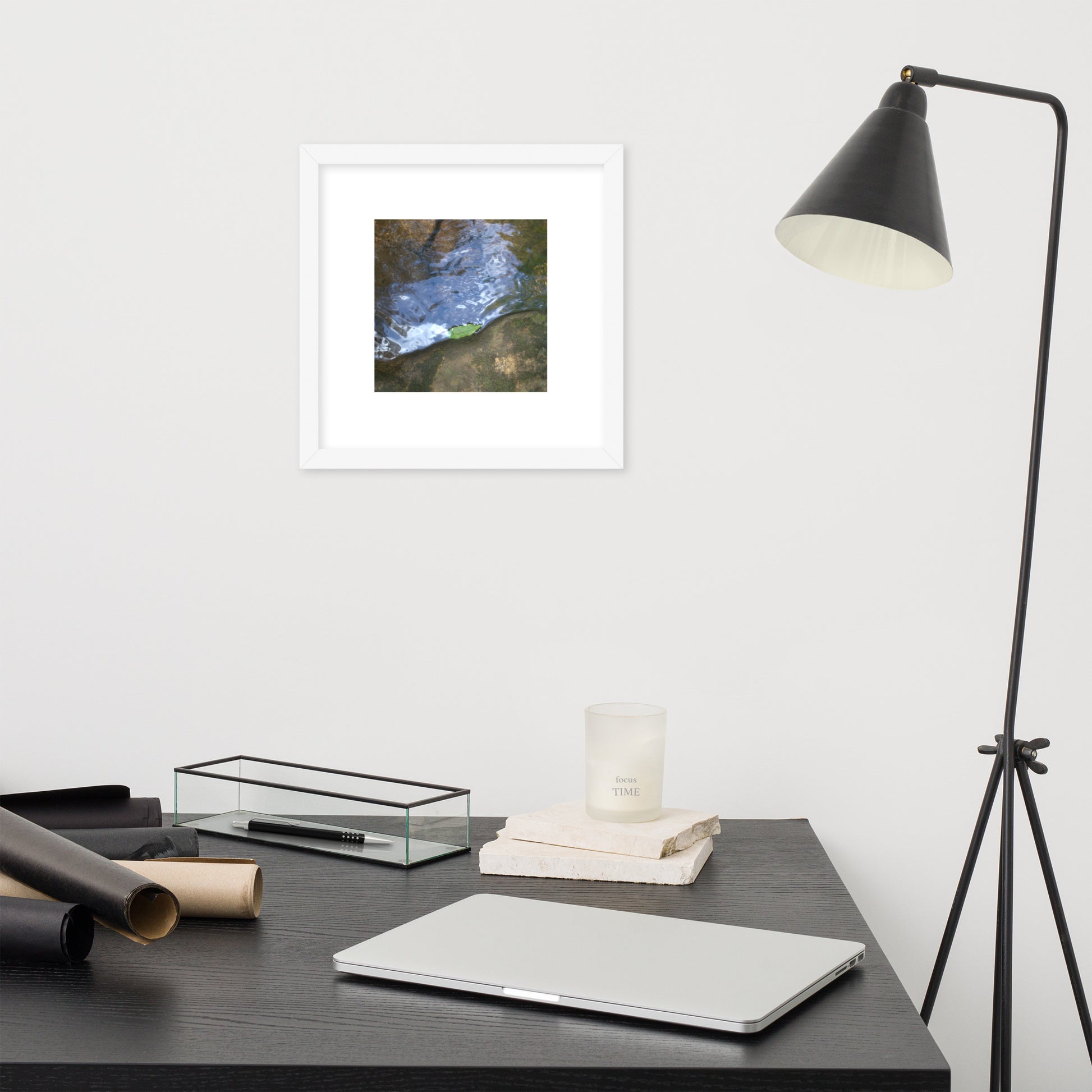 Drifted Leaf - Framed Matte Paper Poster White