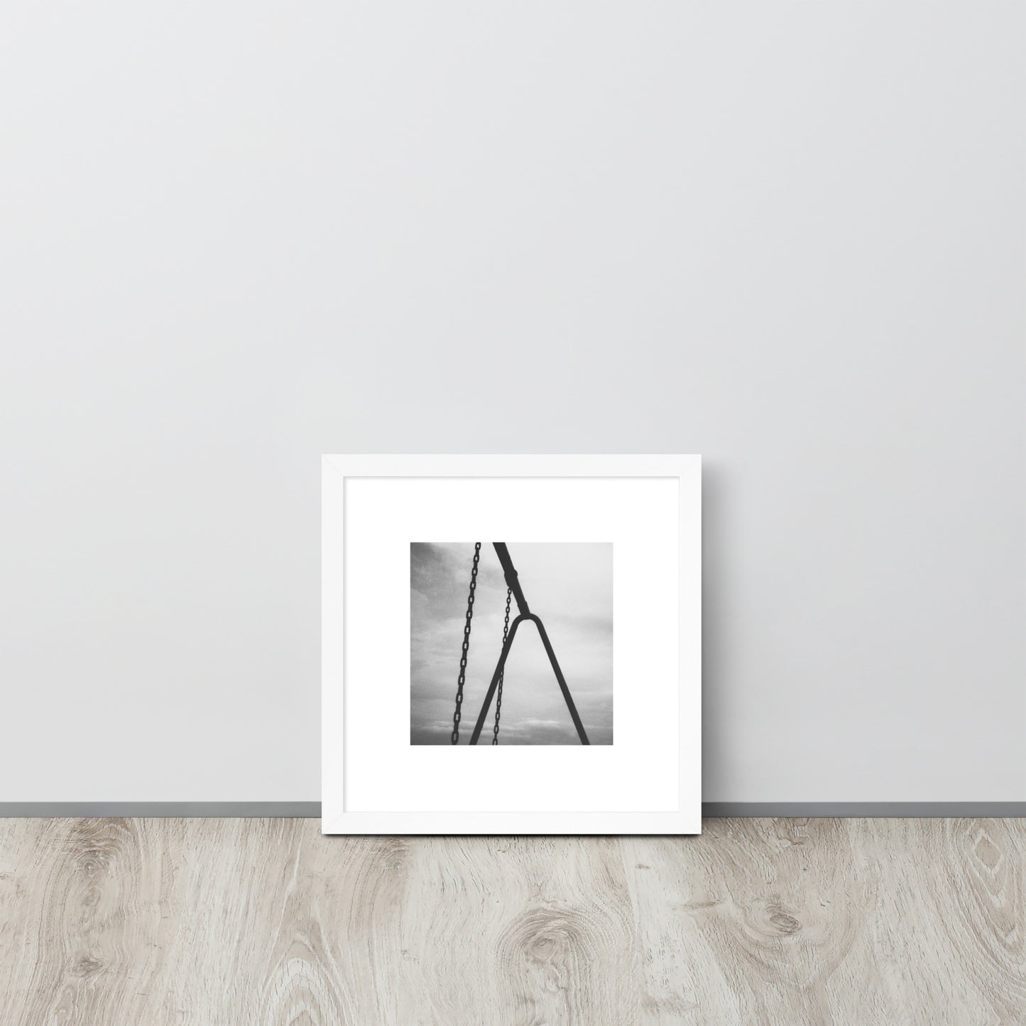 Swing (B&W) Framed Matte Paper Poster, white frame
