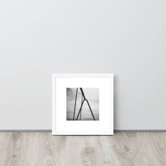 Swing (B&W) Framed Matte Paper Poster, white frame