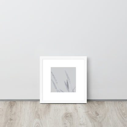 Minimalist mode style framed matte paper poster with a 'Foxtail Grass' print and a white frame / モードストリート系フレーム付きポスター（ホワイトフレーム）、「Foxtail Grass（エノコログサ）」のプリント（壁掛けアート）