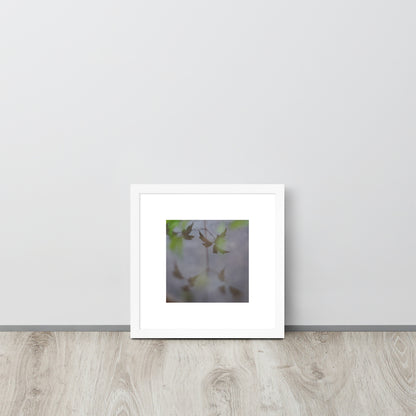 Minimalist mode style framed matte paper poster with a 'Water Surface & Leaves' art print and white frame / モードストリート系フレーム付きマット紙ポスター、「水面と葉」のアートプリント（ホワイトフレーム）