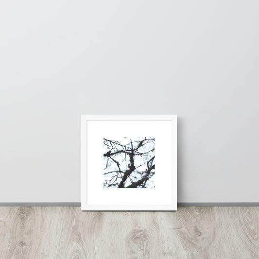 Minimalist mode style framed matte paper poster with a 'Bare Tree' art print and white frame / モードストリート系フレーム付きマット紙ポスター、「Bare Tree（枯れ木）」のアートプリント（ホワイトフレーム）