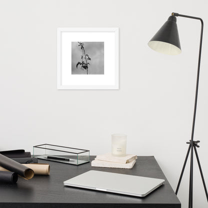 Minimalist streetwear style framed matte paper poster in white frame featuring the 'Tree Branches (B&W)' photo art. / モードストリート系フレーム付きマットペーパーポスター（ホワイトフレーム）：「木の枝（モノクロ）」のフォトアートを配したデザイン。
