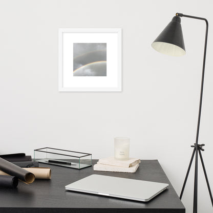 Minimalist art framed matte paper poster in white frame featuring the 'Double Rainbow' photo art. / フレーム付きマットペーパーポスター（ホワイトフレーム）：「ダブルレインボー」のフォトアートを配したミニマリストデザイン。