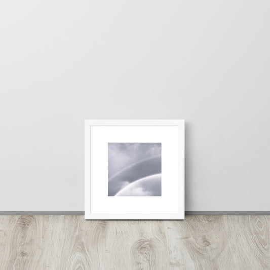 Double Rainbow Botanical B&W Art – Framed Matte Paper Poster, White Frame, Front View
