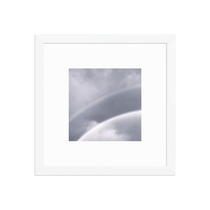 Double Rainbow Botanical B&W Art – Framed Matte Paper Poster, White Frame, Front View