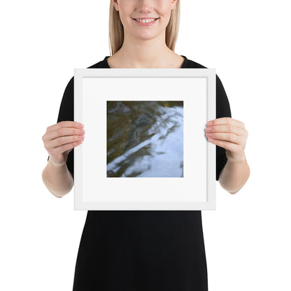 River Surface Botanical Art – Framed Matte Paper Poster, White Frame, Front View