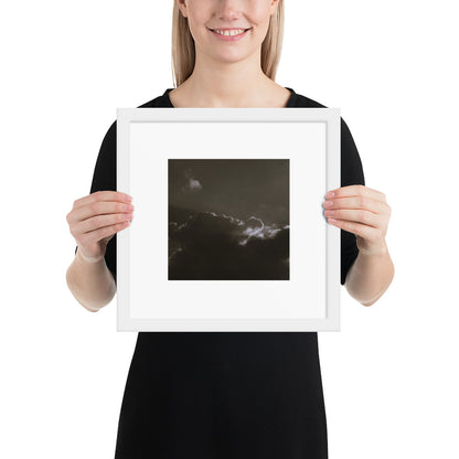 Light Rays through Clouds (B&W) - Framed Matte Paper Poster, White, Front View