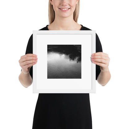 Ripples in Puddle B and W Framed Matte Paper Poster White