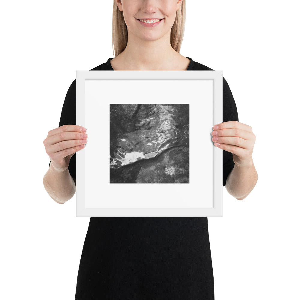 Drifted Leaf (B&W) - Framed Matte Paper Poster White