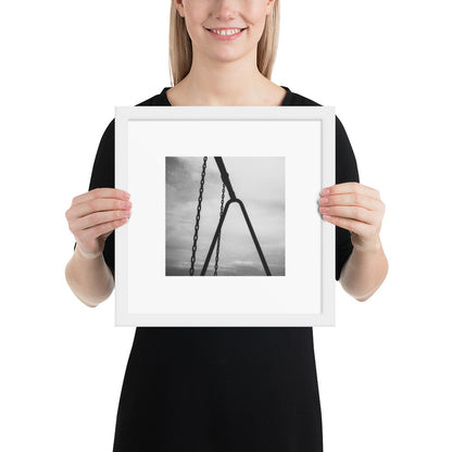 Swing (B&W) Framed Matte Paper Poster, white frame