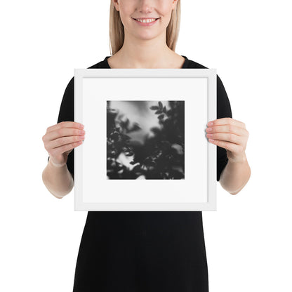 Minimalist streetwear style framed wall art in matte white, featuring a 'Tree Branches' B&W photograph. / Tree Branches（木の枝）B&W 額装ポスター（ホワイトフレーム）：クリーンな白枠がモダンな空間を演出する、モードストリート系ミニマリスト・インテリアアート。