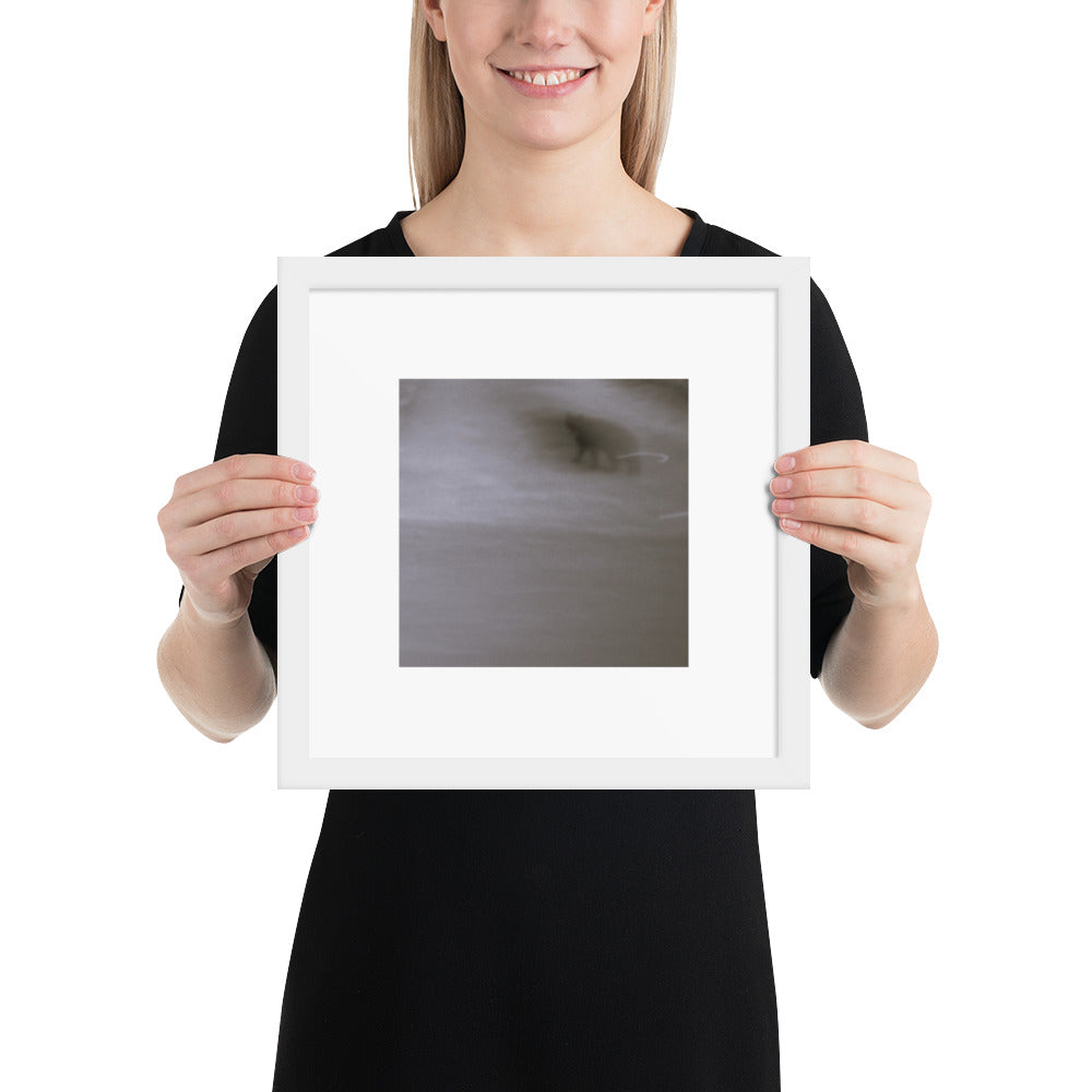 Minimalist streetwear style framed matte paper poster in white frame featuring the 'Cat (B&W)' photo art. / モードストリート系フレーム付きマットペーパーポスター（ホワイトフレーム）：「猫（モノクロ）」のフォトアートを配したデザイン。