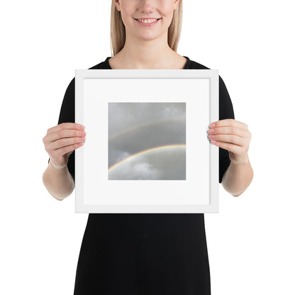 Minimalist art framed matte paper poster in white frame featuring the 'Double Rainbow' photo art. / フレーム付きマットペーパーポスター（ホワイトフレーム）：「ダブルレインボー」のフォトアートを配したミニマリストデザイン。