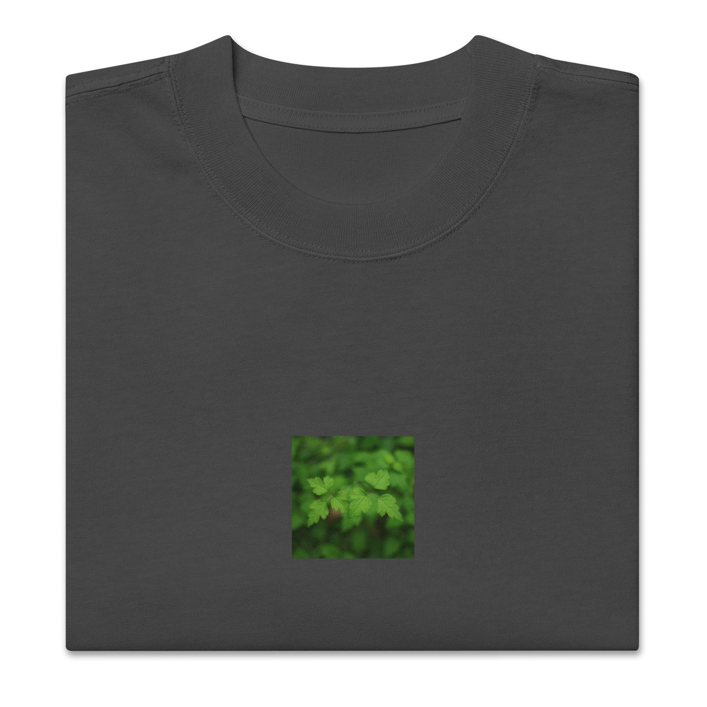 Faded black unisex oversized shirt with black and white plants graphic – seiartinc
