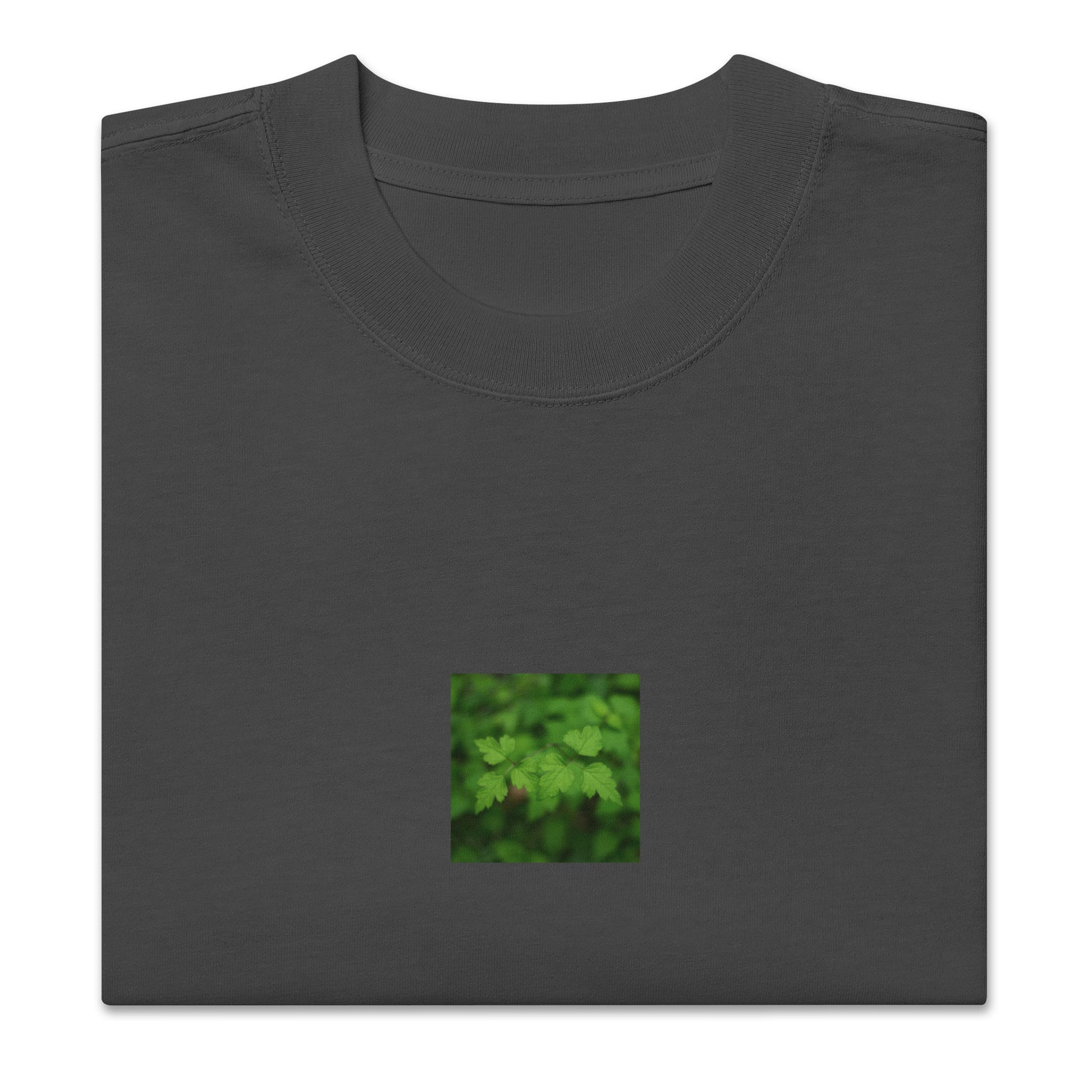 Faded black unisex oversized shirt with black and white plants graphic – seiartinc
