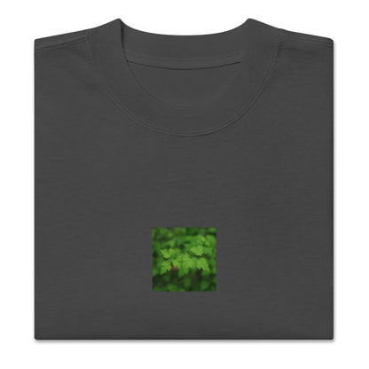 Faded black unisex oversized shirt with black and white plants graphic – seiartinc
