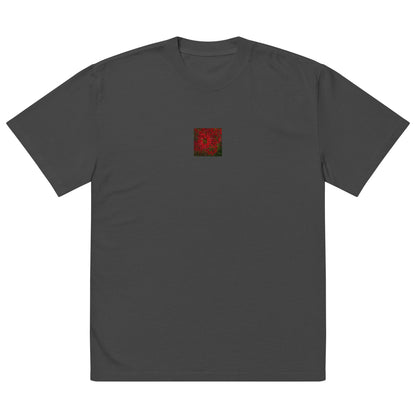 Red Spider Lily Botanical Art – Oversized Faded T-Shirt, Faded Black, Front View