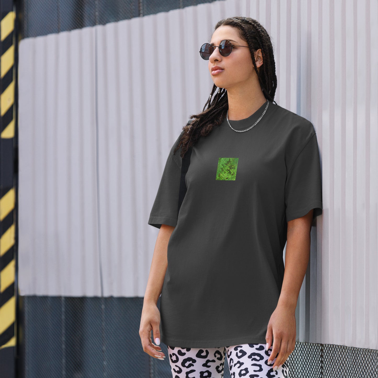 Matsukazesou Botanical Art – Oversized Faded T-Shirt, Faded Black, Front View