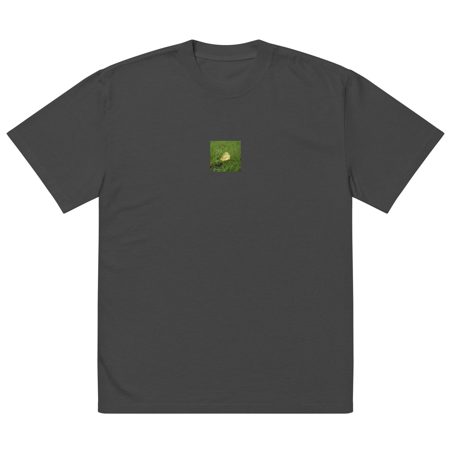 Yellow Fallen Leaf Botanical Art – Oversized Faded T-Shirt, Faded Black, Front View