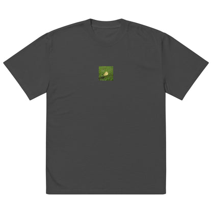 Yellow Fallen Leaf Botanical Art – Oversized Faded T-Shirt, Faded Black, Front View