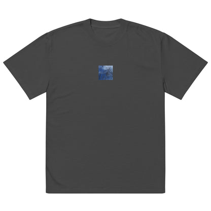 Silver Grass Cluster Botanical Art – Oversized Faded T-Shirt, Faded Black, Front View