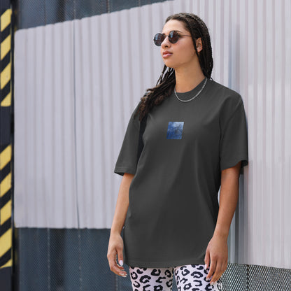 Silver Grass Cluster Botanical Art – Oversized Faded T-Shirt, Faded Black, Front View