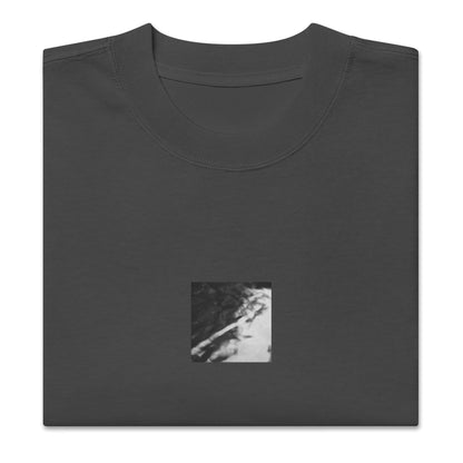 River Surface Botanical B&W Art – Oversized Faded T-Shirt, Faded Black, Front View