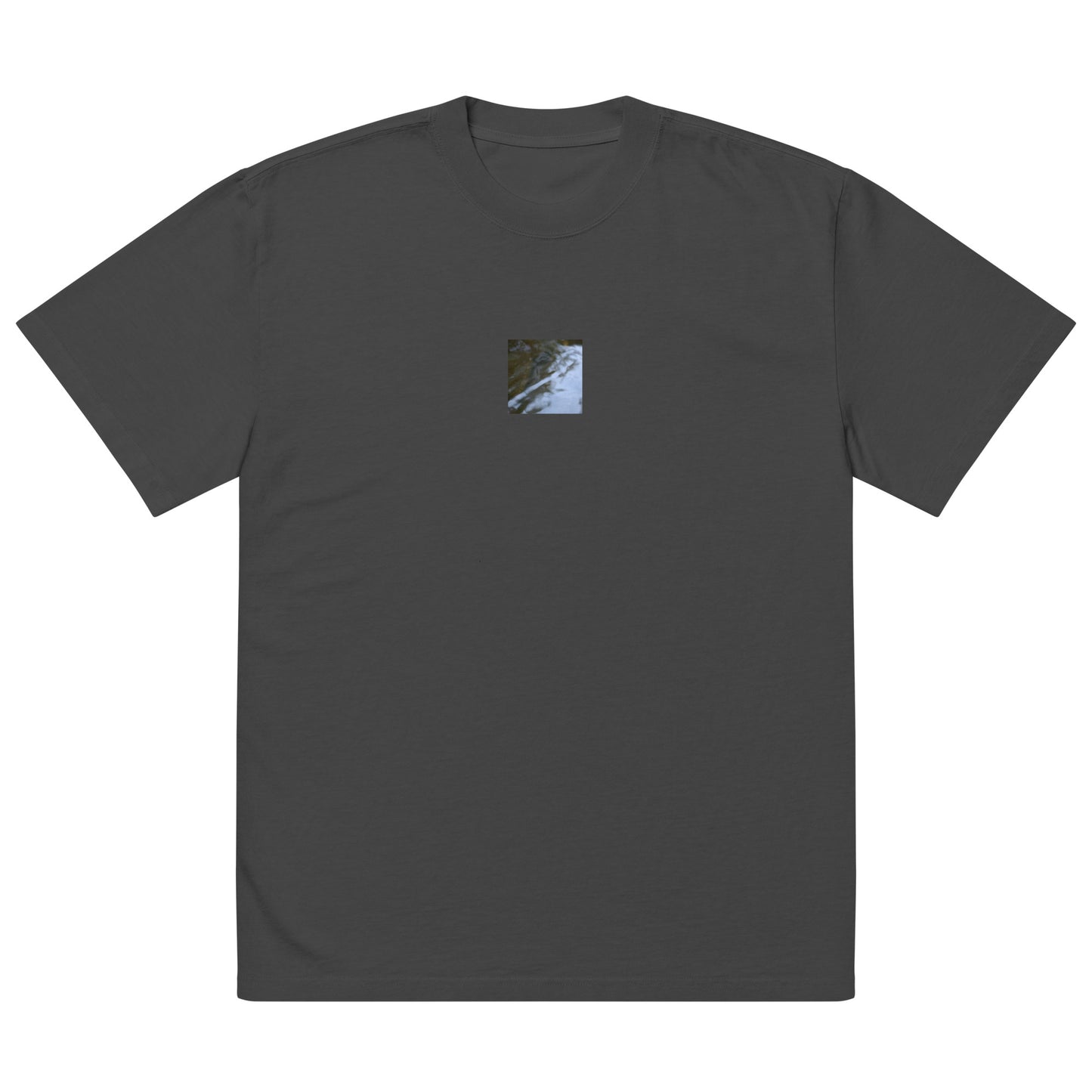 River Surface Botanical Art – Oversized Faded T-Shirt, Faded Black, Front View