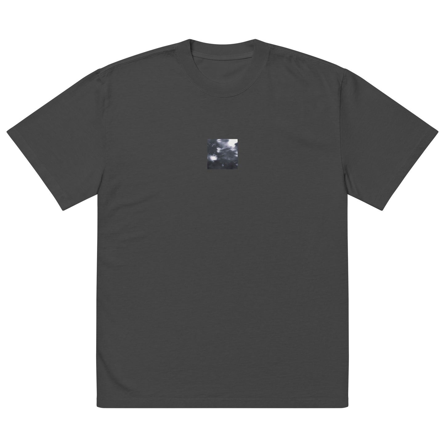 Maple Abstraction Botanical B&W Art – Oversized Faded T-Shirt, Faded Black, Front View