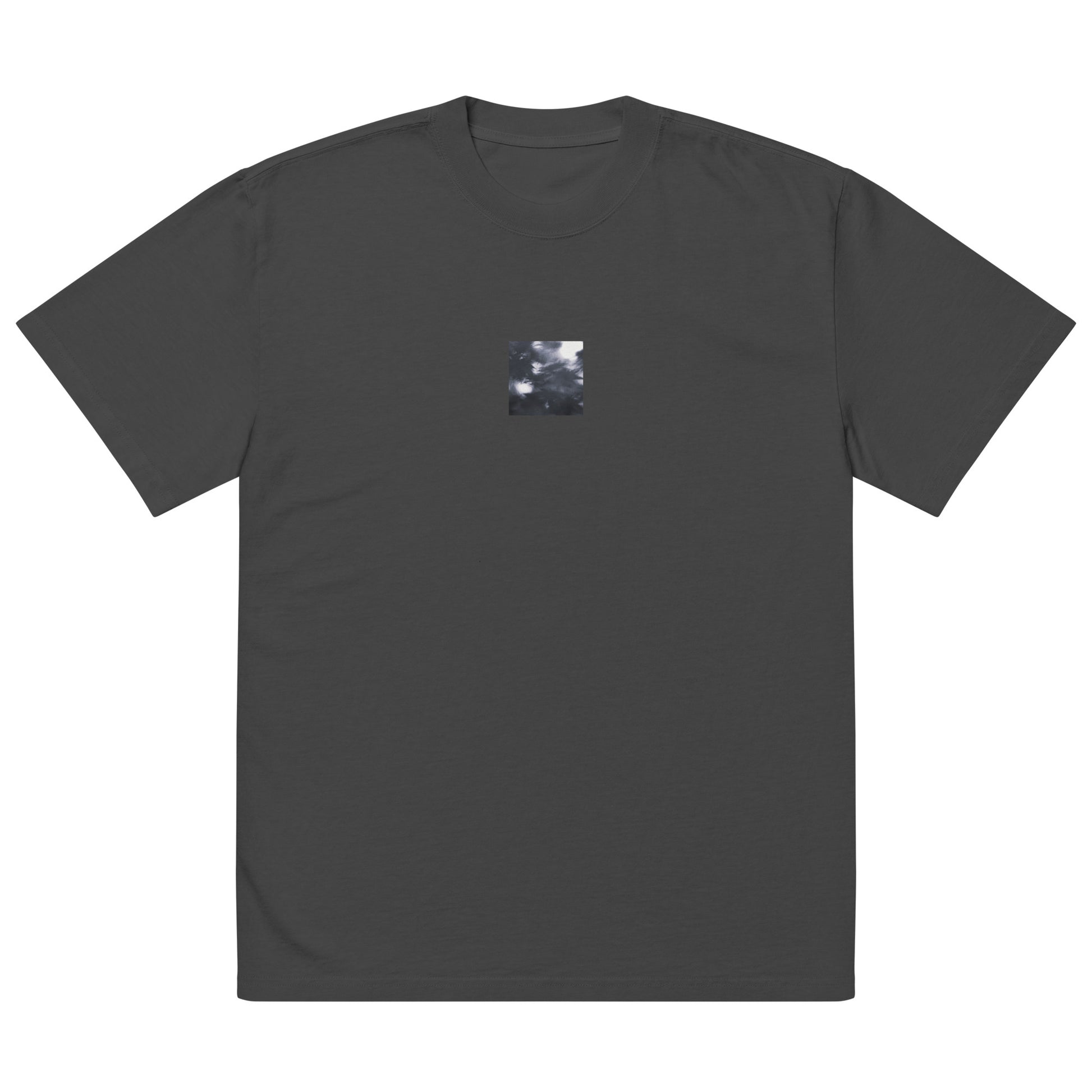 Maple Abstraction Botanical B&W Art – Oversized Faded T-Shirt, Faded Black, Front View