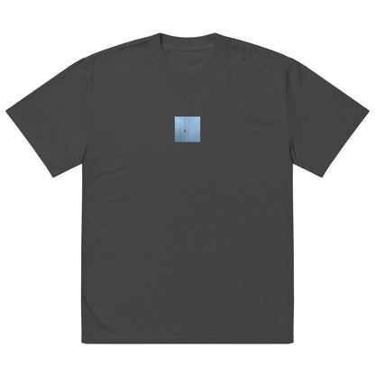Crow and Power Lines Art – Oversized Faded T-Shirt, Faded Black, Front View
