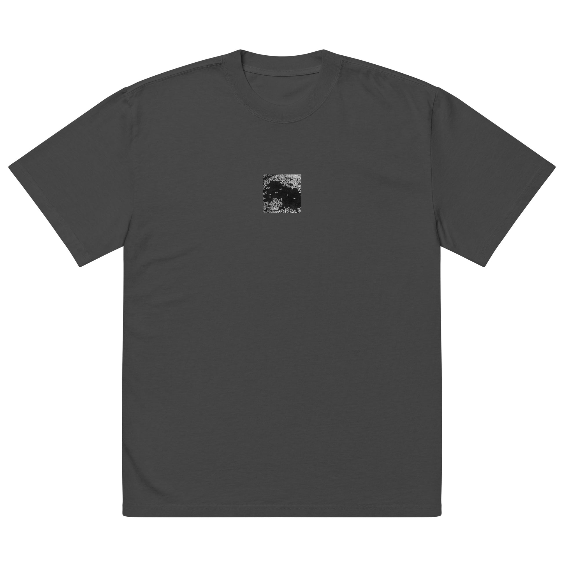 Cherry Blossoms (B&W) Art – Oversized Faded T-Shirt, Faded Black, Front View