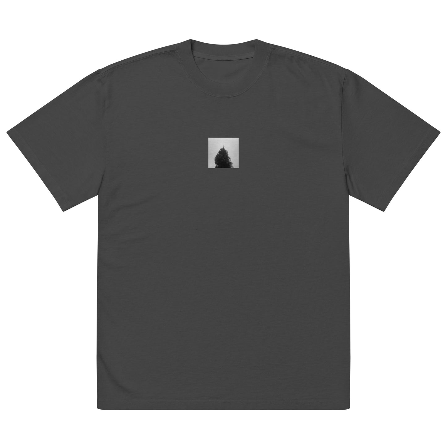 Fog and Trees (B&W) Art – Oversized Faded T-Shirt, Faded Black, Front View