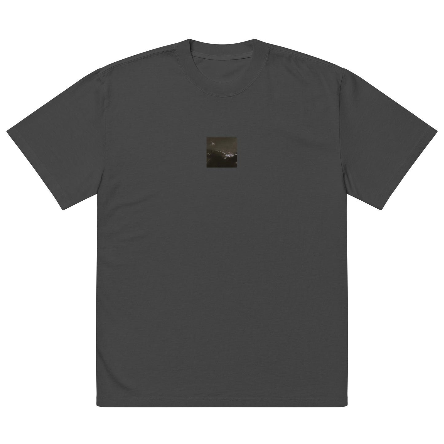 Light Rays through Clouds (B&W) - Oversized Faded T-Shirt, Faded Black, Front View