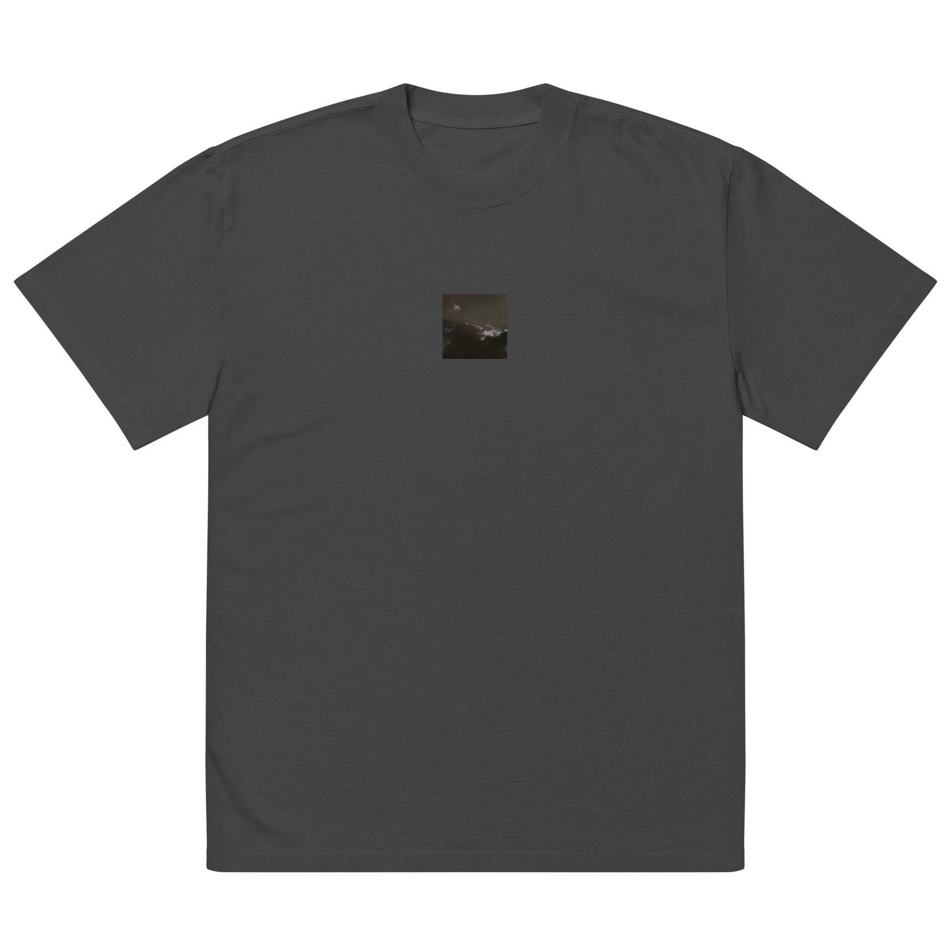 Light Rays through Clouds (B&W) - Oversized Faded T-Shirt, Faded Black, Front View