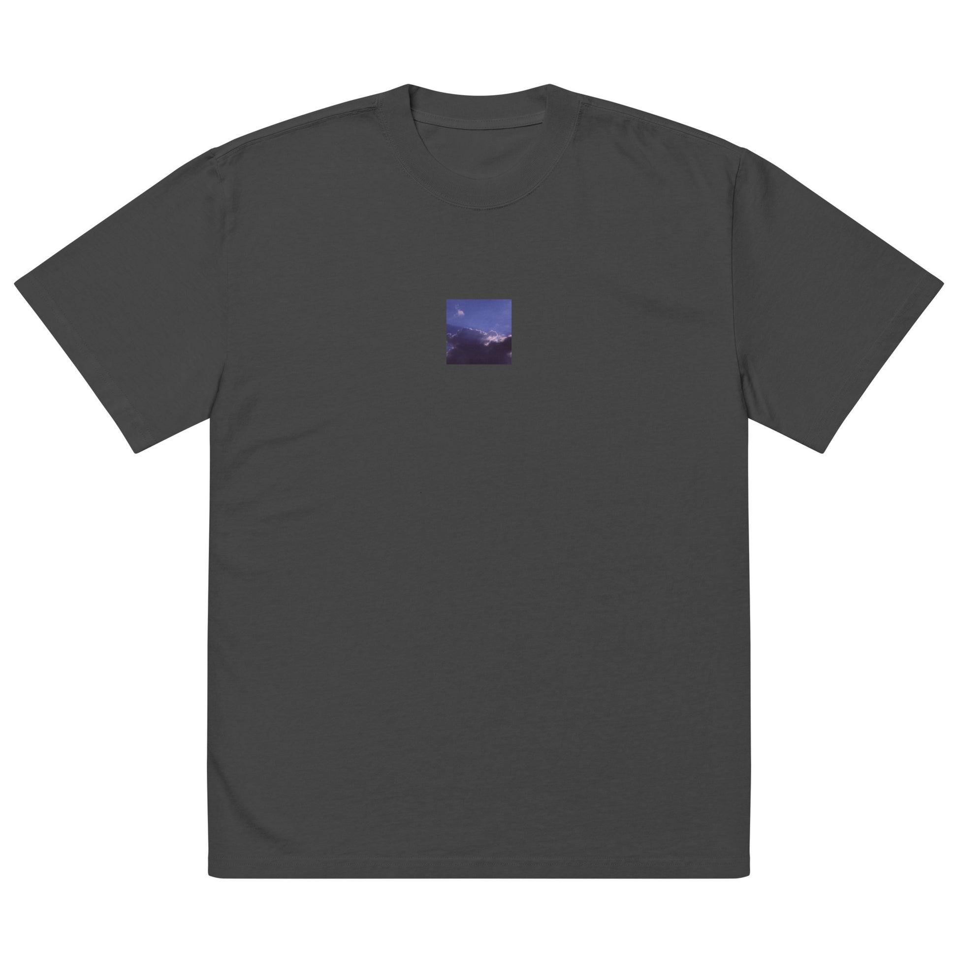 Clouds, Light, Sky - Oversized Faded T-Shirt, Faded Black, Front View