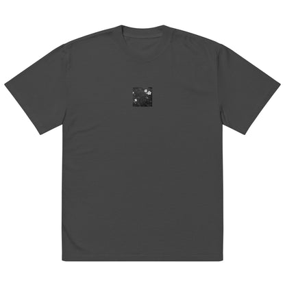 Balloon Flower (B&W) - Oversized Faded T-Shirt, Faded Black, Front View