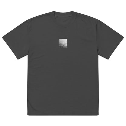 Decayed Pier (B&W) - Oversized Faded T-Shirt, Faded Black, Front View