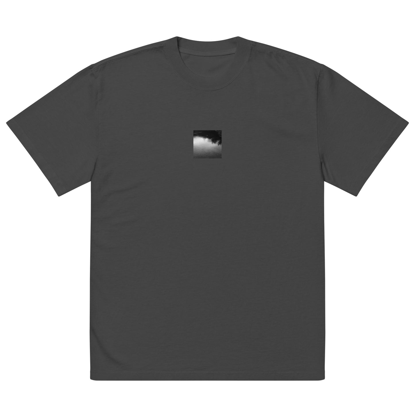 Ripples in Puddle B and W Oversized Faded T-Shirt Faded Black