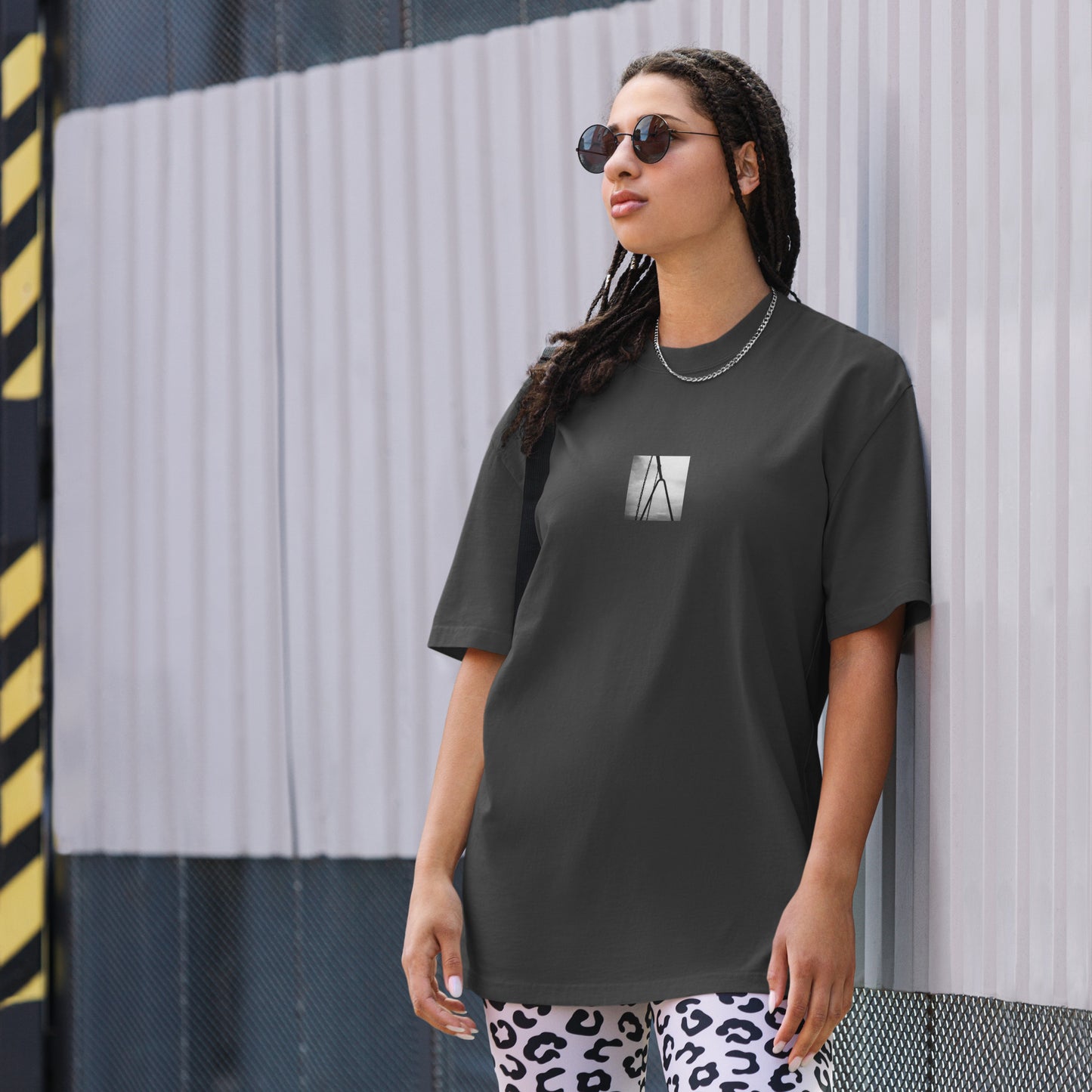Swing (B&W) Oversized Faded T-Shirt, faded black
