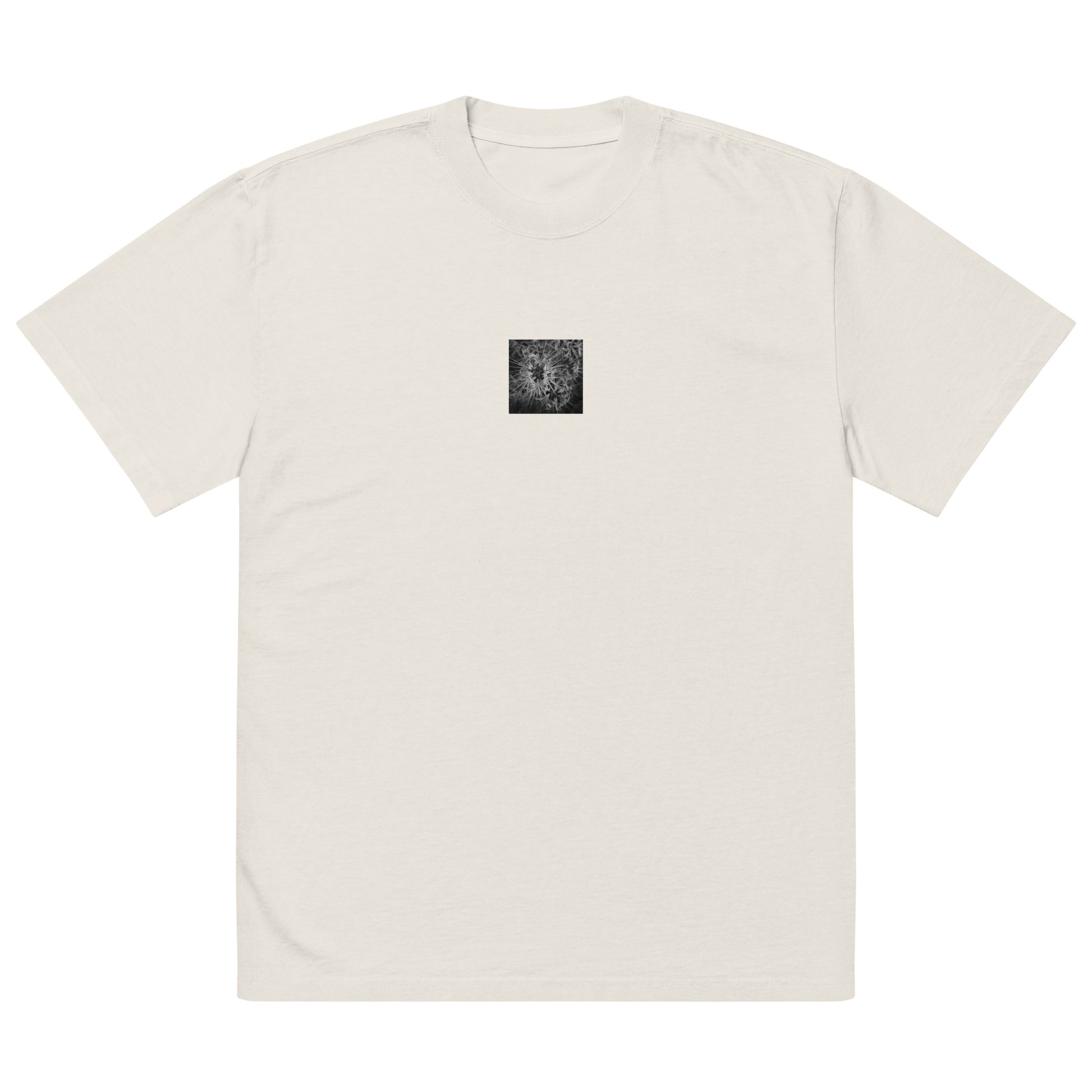 Red Spider Lily B&W Art – Oversized Faded T-Shirt, Faded Bone, Front View